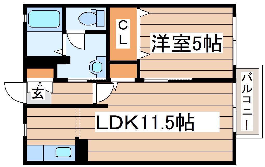 クレストコートI(1LDK/1階)の間取り写真