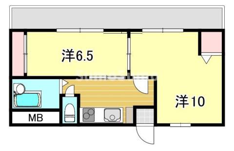 エスペランスドゥ花隈(2DK/2階)の間取り写真