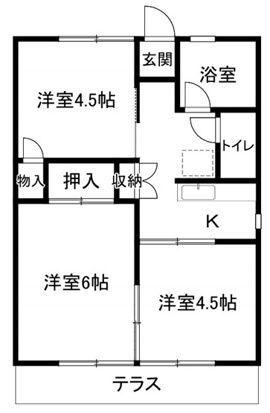 原島グリーンコーポ(3K/1階)の間取り写真