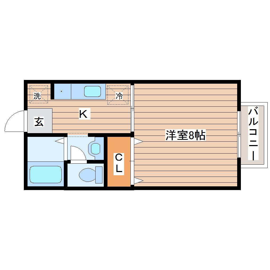 ファミーユS(1K/1階)の間取り写真