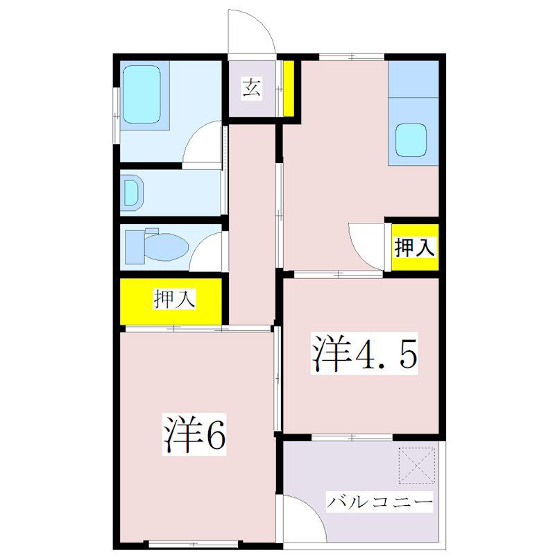 カーサ宇宿(2DK/2階)の間取り写真