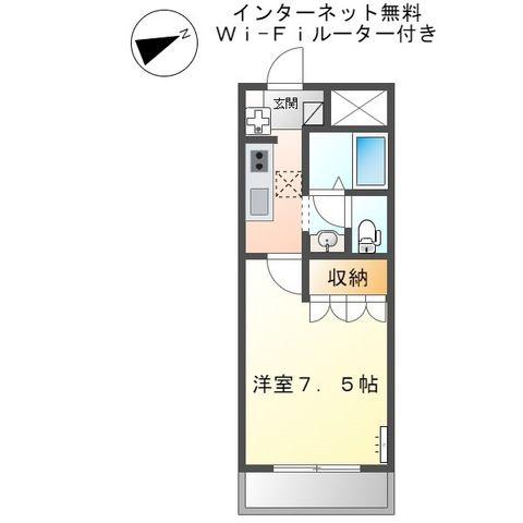 カサミラドールクレマ(1K/1階)の間取り写真
