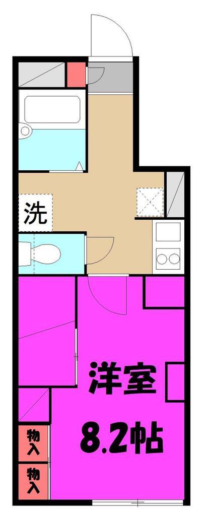 宮代庭苑(1K/1階)の間取り写真