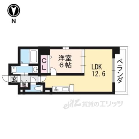 インベスト京都堀川(1LDK/4階)の間取り写真