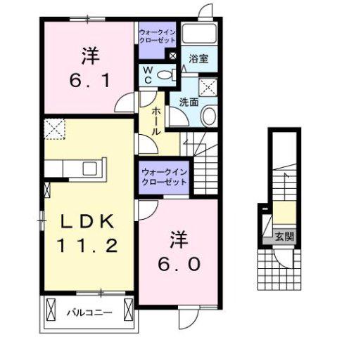 ベル浦屋敷(2LDK/2階)の間取り写真