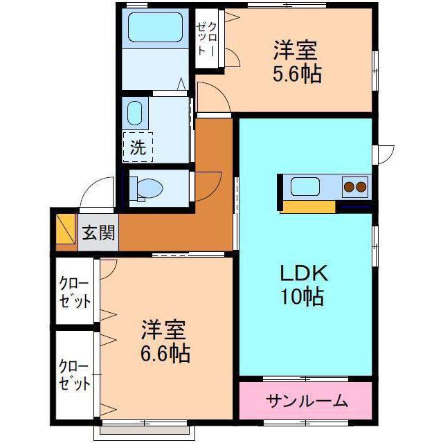 SH・アドミラブール C棟(2LDK/2階)の間取り写真