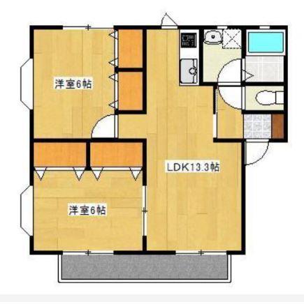 ティエドIIO A(2LDK/1階)の間取り写真