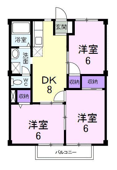 サンシャイン蒲町(3DK/2階)の間取り写真