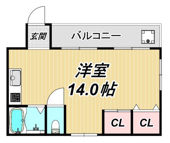 エトワールII(ワンルーム/3階)の間取り写真