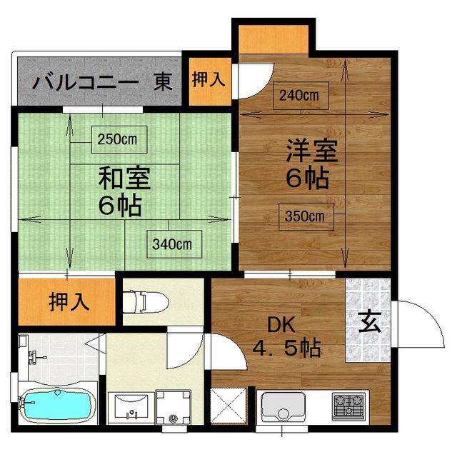 プロスパ6(2DK/1階)の間取り写真