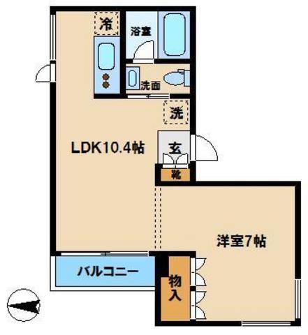 ルビア中野坂上(ワンルーム/4階)の間取り写真