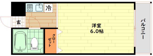 東洋ライオンズ野田(1K/2階)の間取り写真