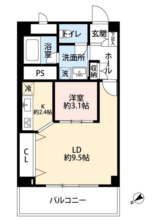 秀和恵比寿レジデンス(1LDK/6階)の間取り写真