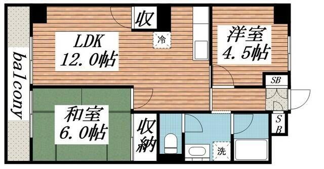 山口マンション(2LDK/4階)の間取り写真