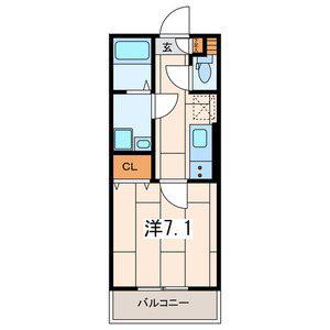 プランドール横浜(1K/2階)の間取り写真