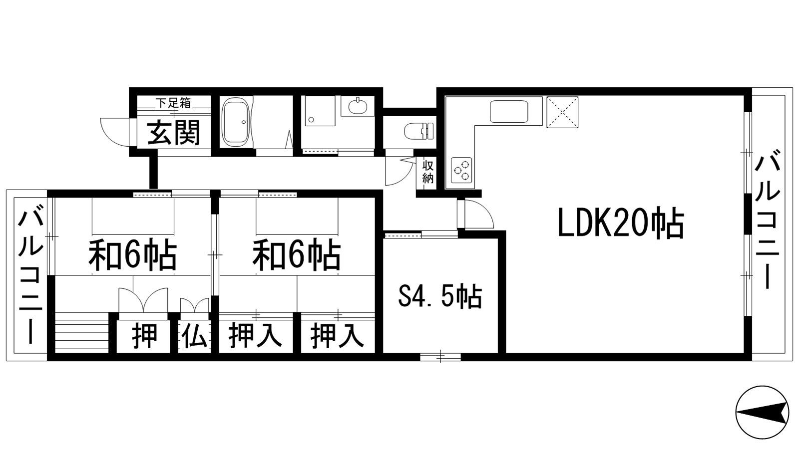 オリエントシティ池田(2SLK/4階)の間取り写真