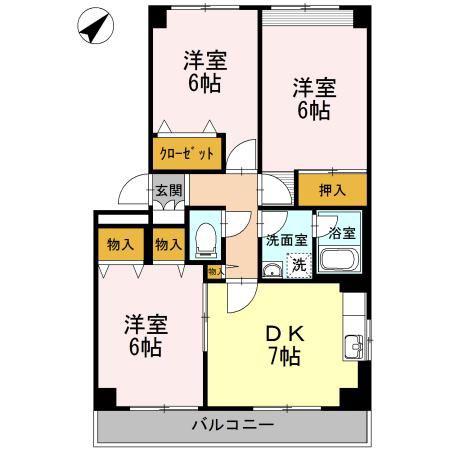 ベルエアーガーデン(3DK/1階)の間取り写真