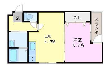 AXIS 壱番館(1LDK/3階)の間取り写真
