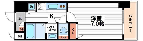 グラマシー心斎橋東(1K/4階)の間取り写真
