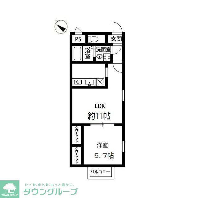 アムールゆう(1LDK/2階)の間取り写真