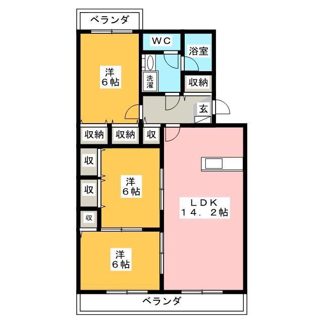 ペガサス(3LDK/2階)の間取り写真