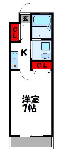 ウエストプラージュ(1K/2階)の間取り写真