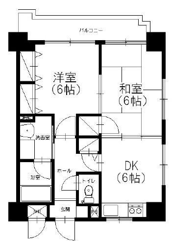 アミッドグリーン大濠弐番館(2DK/6階)の間取り写真