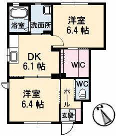 ラ ブリーゼ(2DK/1階)の間取り写真