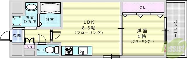 STORM(1LDK/1階)の間取り写真