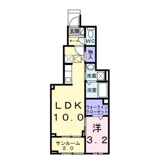 リバーサイド伴(1LDK/1階)の間取り写真