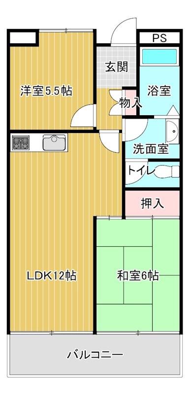 ラ・メゾンエスポワール(2LDK/1階)の間取り写真