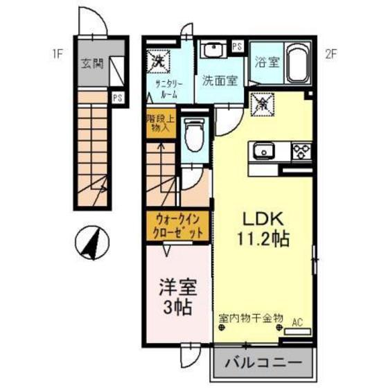PREMIERE(1LDK/2階)の間取り写真