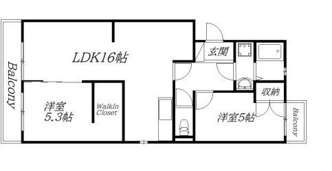 ドミールITO(2LDK/2階)の間取り写真