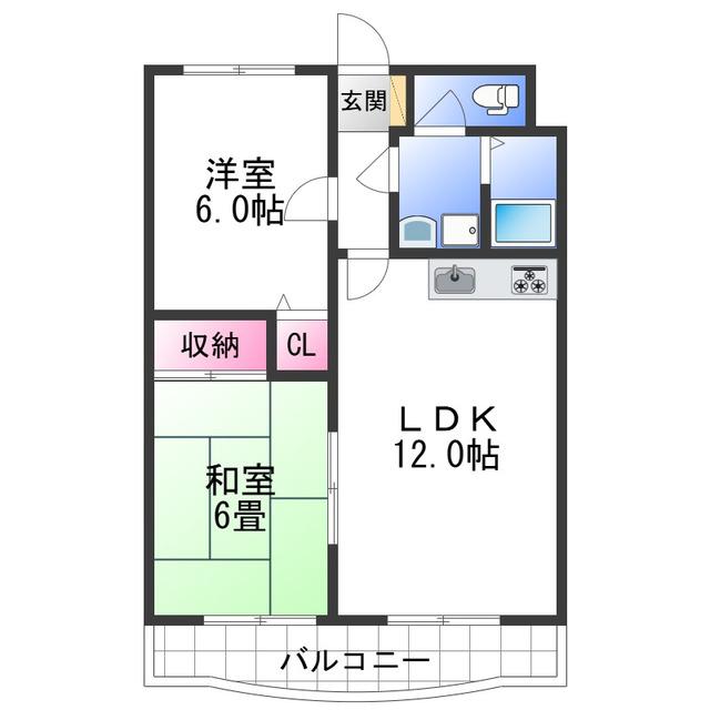 ベルハウス布施屋(2LDK/2階)の間取り写真