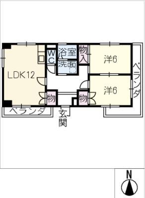 山豊ビル(2LDK/4階)の間取り写真
