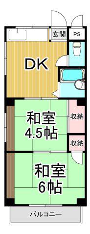 シャルム南台2(2DK/3階)の間取り写真