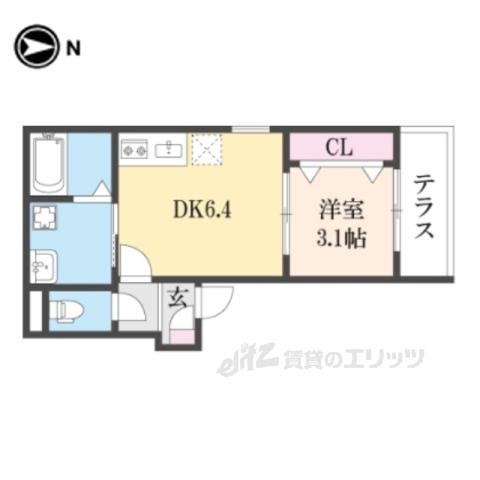 ジーメゾン御殿山(1DK/2階)の間取り写真