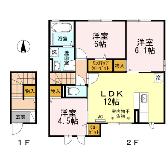 ヴィオーラ旭町(3LDK/2階)の間取り写真