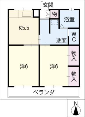 コーポ梶田(2K/1階)の間取り写真