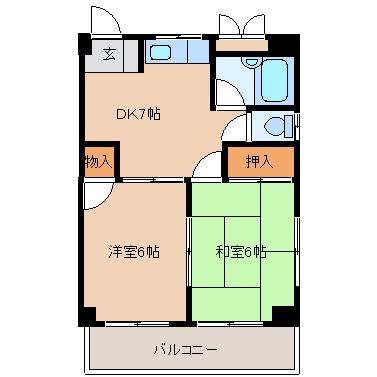 大桐小谷マンション(2DK/3階)の間取り写真