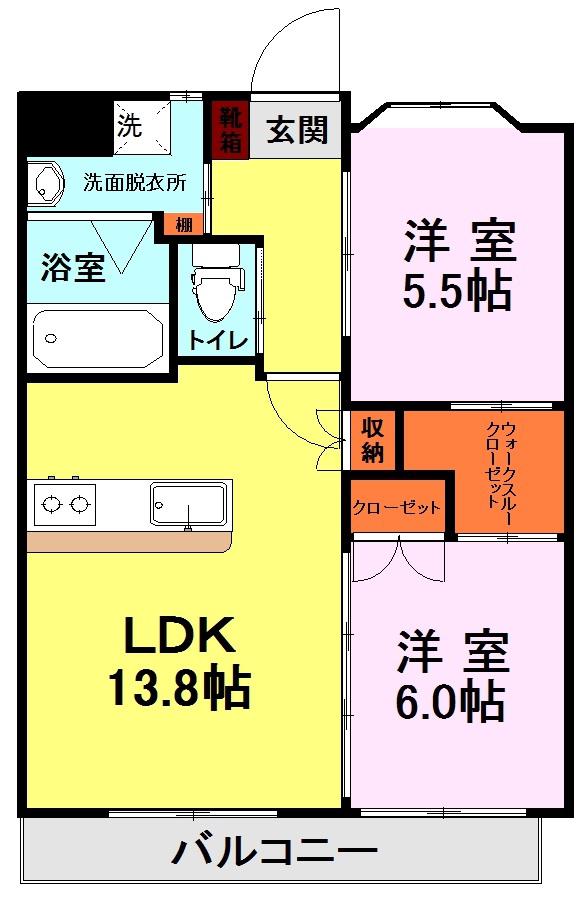 キャッスル尾ノ上(3LDK/2階)の間取り写真