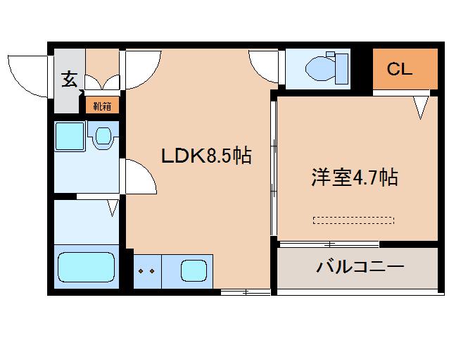BADGE NARA EKIMAE(1LDK/1階)の間取り写真