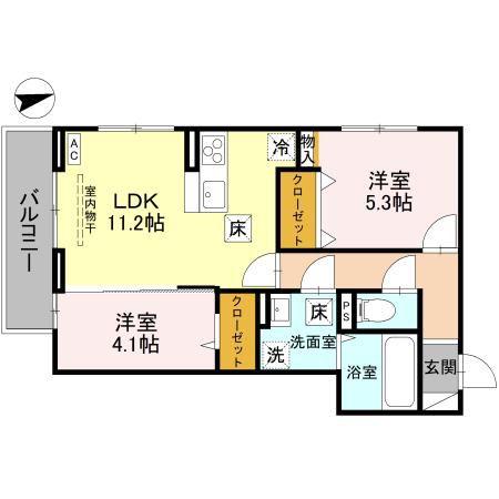 ジョイアポスト(2LDK/1階)の間取り写真