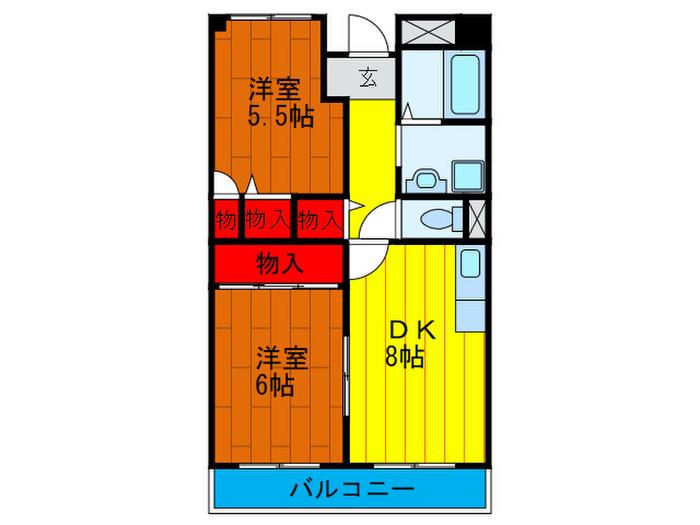 ミユリス古川橋(2DK/3階)の間取り写真