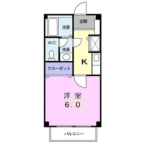 ヴィルヌーブ指扇(1K/2階)の間取り写真