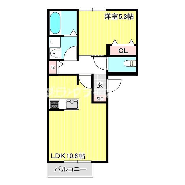 トリニティI号館(1LDK/2階)の間取り写真