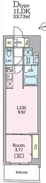 ガーデンザヴィス門前仲町(1LDK/3階)の間取り写真