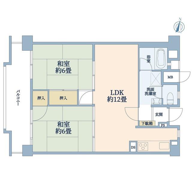 ニュータウンオークボA棟(2LDK/12階)の間取り写真