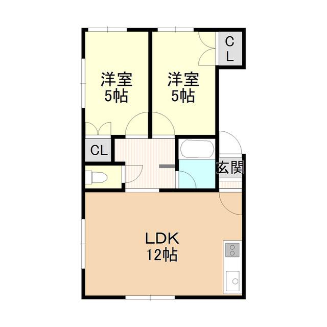 サンパレス清田(2LDK/2階)の間取り写真