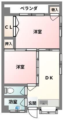 比嘉アパート(2DK/3階)の間取り写真